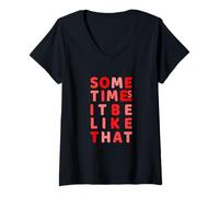 Donna Red It Do Be Like That Sebbene Red Graphic Maglietta con Collo a V