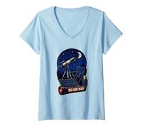 Donna Red Light Ready Notte di Astronomia Telescopio Attrezzatura Maglietta con Collo a V