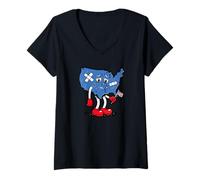 Donna Red, White And Bruised Maglietta con Collo a V