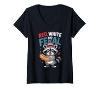 Donna Red White And Feral Maglietta con Collo a V