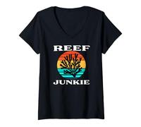 Donna Reef Junkie Saltwater Aquarium Coral Reef Keeper Maglietta con Collo a V