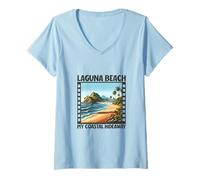 Donna Refugium - Laguna Beach Maglietta con Collo a V