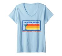 Donna Regal Beagle Cocktail Lounge Three's Company Chromatic 80s Maglietta con Collo a V