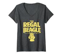 Donna Regal Beagle Vintage Three's Company Distressed Logo Maglietta con Collo a V