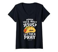 Donna Regali cristiani versetti biblici Scritture Divertente Taco Bout Gesù Maglietta con Collo a V