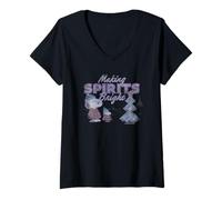 Donna Regali di Natale Snoopy Woodstock Making Spirits Bright Vintage Maglietta con Collo a V