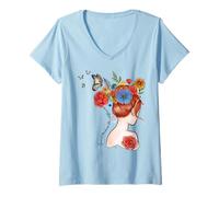Donna Regali ispiratori diffondono gentilezza come Wildflowers Girl Maglietta con Collo a V