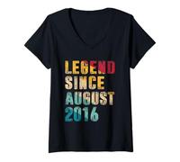 Donna Regali per 9 anni - Legend Since August 2016 - 9° compleanno Maglietta con Collo a V