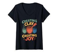 Donna Regali per Ceramisti Creating Joy Ceramiche Maglietta con Collo a V