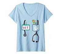 Donna Regali per la Scuola Veterinaria Futuro Veterinario Maglietta con Collo a V
