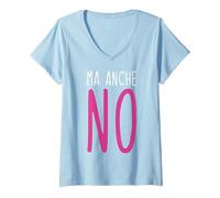 Donna Regalo Compleanno Divertente Ma Anche No Frasi Simpatiche Maglietta con Collo a V, Celeste, L