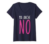 Donna Regalo Compleanno Divertente Ma Anche No Frasi Simpatiche Maglietta con Collo a V, Navy, M