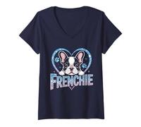 Donna Regalo Divertente Frenchie per Fan di Bulldog francesi Maglietta con Collo a V