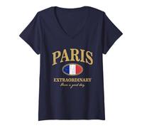 Donna Regalo Francia Torre Eiffel Francese Francia Francese Maglietta con Collo a V