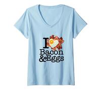 Donna Regalo I Love Bacon And Eggs Maglietta con Collo a V