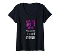 Donna Regalo Ironico Maglietta Vorrei Essere Perfetta Come Voi... Maglietta con Collo a V