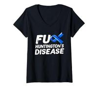Donna Regalo per la consapevolezza della malattia di Huntington per Huntington Maglietta con Collo a V