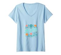 Donna Regalo per la Festa della Mamma con Scritta in Inglese Mama Heart Love Maglietta con Collo a V