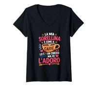 Donna Regalo per Una sorellina Speciale e per Chi AMA Il caffè Maglietta con Collo a V