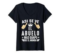 Donna Regalos para Abuelo Dia del Padre T-Shirt Guapo Abuelo Maglietta con Collo a V