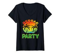 Donna Reggae Party-Reggae Fan-Reggae Party Outfits per Le Donne Maglietta con Collo a V
