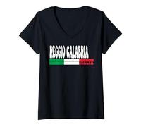 Donna Reggio Calabria City Italia Vintage Bandiera Italia Viaggi Amanti Maglietta con Collo a V