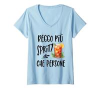 Donna Reggo più Spritz che Persone grafica divertente ironica Maglietta con Collo a V