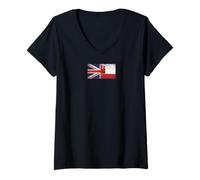 Donna Regno Unito & Bandiere di Gibilterra - British Gibraltarian Maglietta con Collo a V
