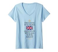 Donna Regno Unito Britannica PATRIOTI Britannici Pride GB Proud Maglietta con Collo a V