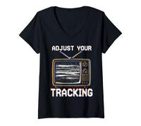 Donna Regola Il Tuo Tracking Gen X VHS Retro Maglietta con Collo a V
