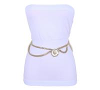 Donna Regolabile Divertente Cintura Oro Catena di Metallo Onda Medaglione Moneta