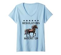Donna Regulators Mount Up 4th of July Patriotic US American Flag Maglietta con Collo a V