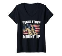 Donna Regulators Mount Up Cavaliere Coloniale Heritage Patriota Maglietta con Collo a V