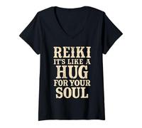 Donna Reiki è come un abbraccio per la tua anima bilanciato Chakra Reiki Maglietta con Collo a V