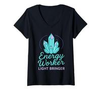 Donna Reiki Energia Guarigione Operatore di Luce Chakra Balance Benessere Maglietta con Collo a V