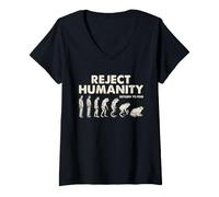 Donna Reject Humanity Return To Frog Funny Animorphs Evoloution Maglietta con Collo a V