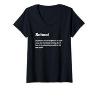 Donna Relatable Funny Dictionary Definition School Maglietta con Collo a V