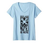Donna Relax The DJ Is Here LP Gothic Skull per Amanti del Disco in Vinile Maglietta con Collo a V