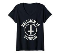 Donna Religione Ateismo La Religione occulta è Veleno Maglietta con Collo a V