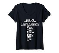 Donna Remember 65432N1 One Down Rest Up Citazione Bikers Maglietta con Collo a V