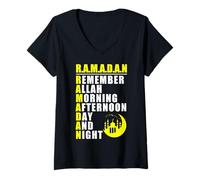 Donna Remember Allah - Ramadan Kareem - Ramadan Mubarak Month 2026 Maglietta con Collo a V