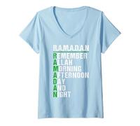 Donna Remember Allah - Ramadan Kareem - Ramadan Mubarak Month 2026 Maglietta con Collo a V