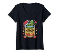 Donna Remember Name Just Say Pickles Cartoon Veggie Joke with Cute Maglietta con Collo a V