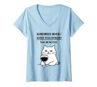 Donna Remember When I Asked Your Opinion Funny Cat Maglietta con Collo a V