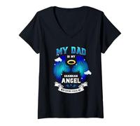 Donna Remembrance Design e My Dad is My Guardian Angel Maglietta con Collo a V
