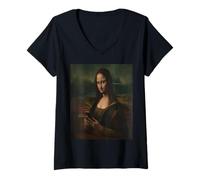 Donna Renaissance Woman Mona Smartphone Umoristico Vintage Lisa Maglietta con Collo a V