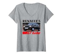 Donna Renault 5 GT Turbo Gen 2 Hot Hatch retrò Maglietta con Collo a V
