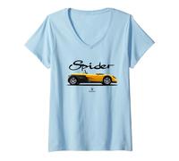 Donna Renault Sport Spider Anni '90 Sport Car Maglietta con Collo a V
