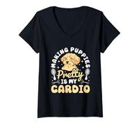 Donna Rendere carini i cuccioli è il mio cardio Maglietta con Collo a V
