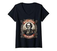Donna Rendere l'America Goth Again Edgar Allan Poe Maglietta con Collo a V
